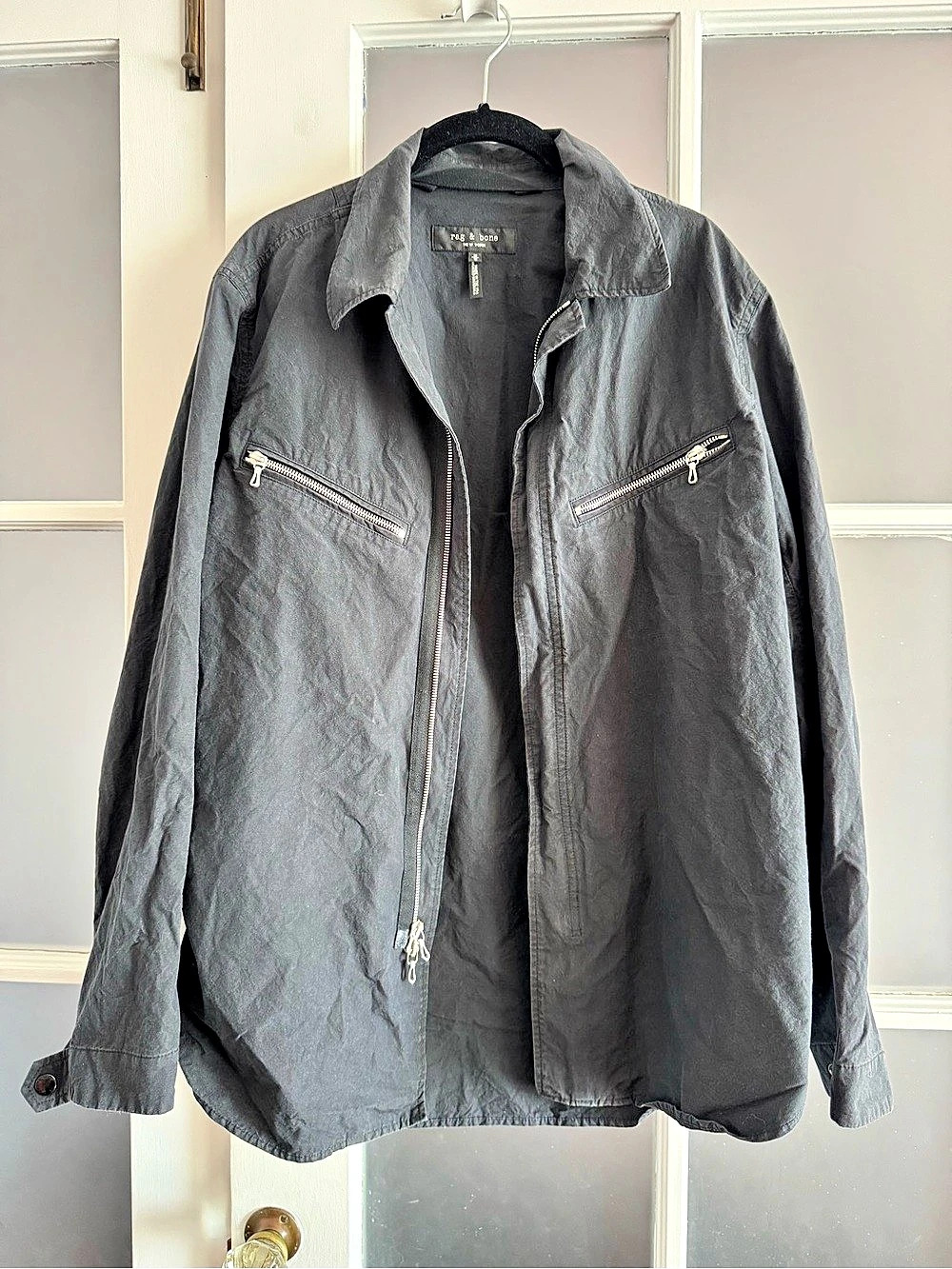 rag & bone Zip Shirt Jacket Black Size Medium